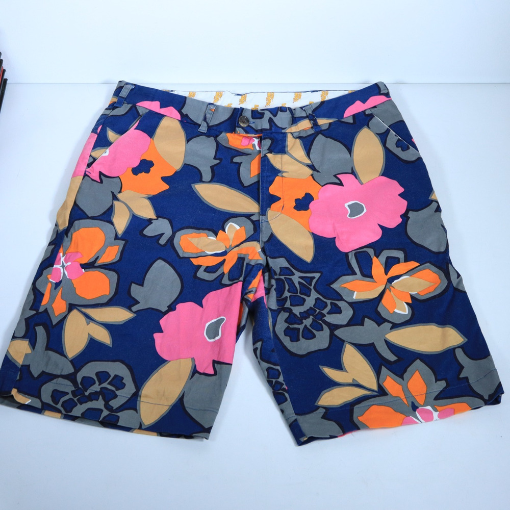 Loud Mouth Golf Shorts Blue Orange Pink Floral Men’s Sz 34 Preppy Classic